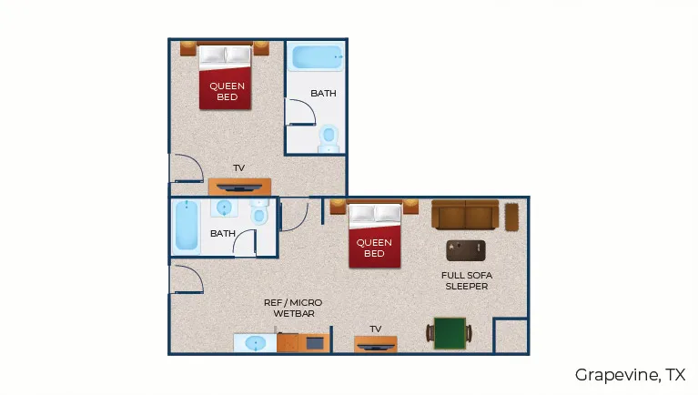 The floor plan for the Grand Royal Bear Suite(balcony/patio)